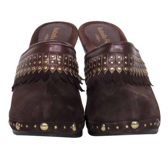 Isabella Fiore - Brown Suede Gold Studded Clog Heels Sz 10 - Picture 2 of 3